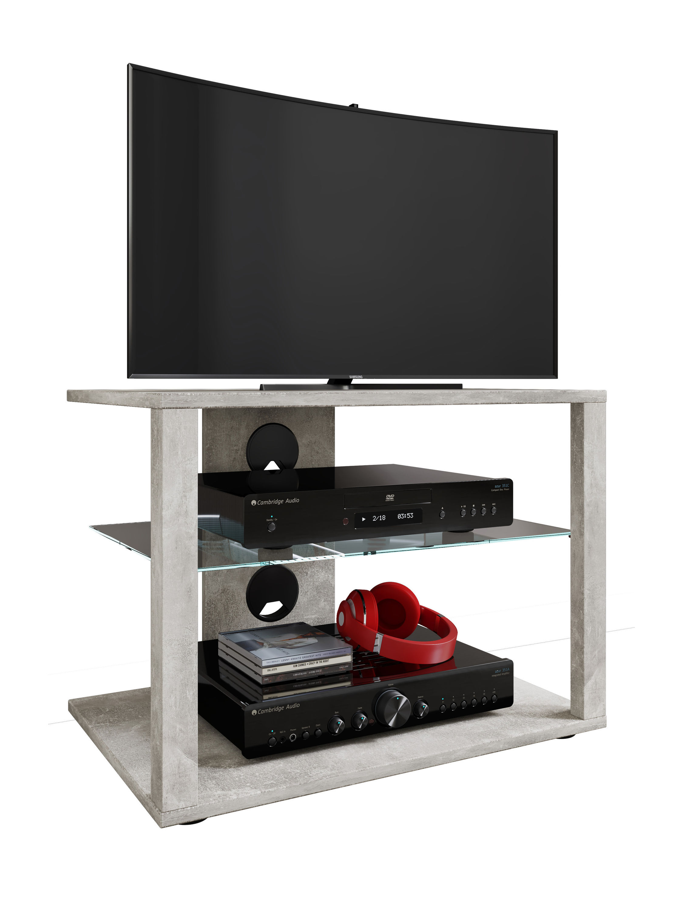 VCM Holz TV Lowboard Fernsehschrank Rack Konsole Möbel Fernsehtisch Fernseh  Phono Glas Folas M Farbe: Beton-Grau | Weltbild.de