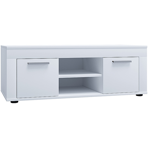 VCM Holz TV Lowboard Möbel Fernsehschrank Tisch Konsole Fernsehtisch Breite 102 cm Usilo L (Farbe: Weiß)