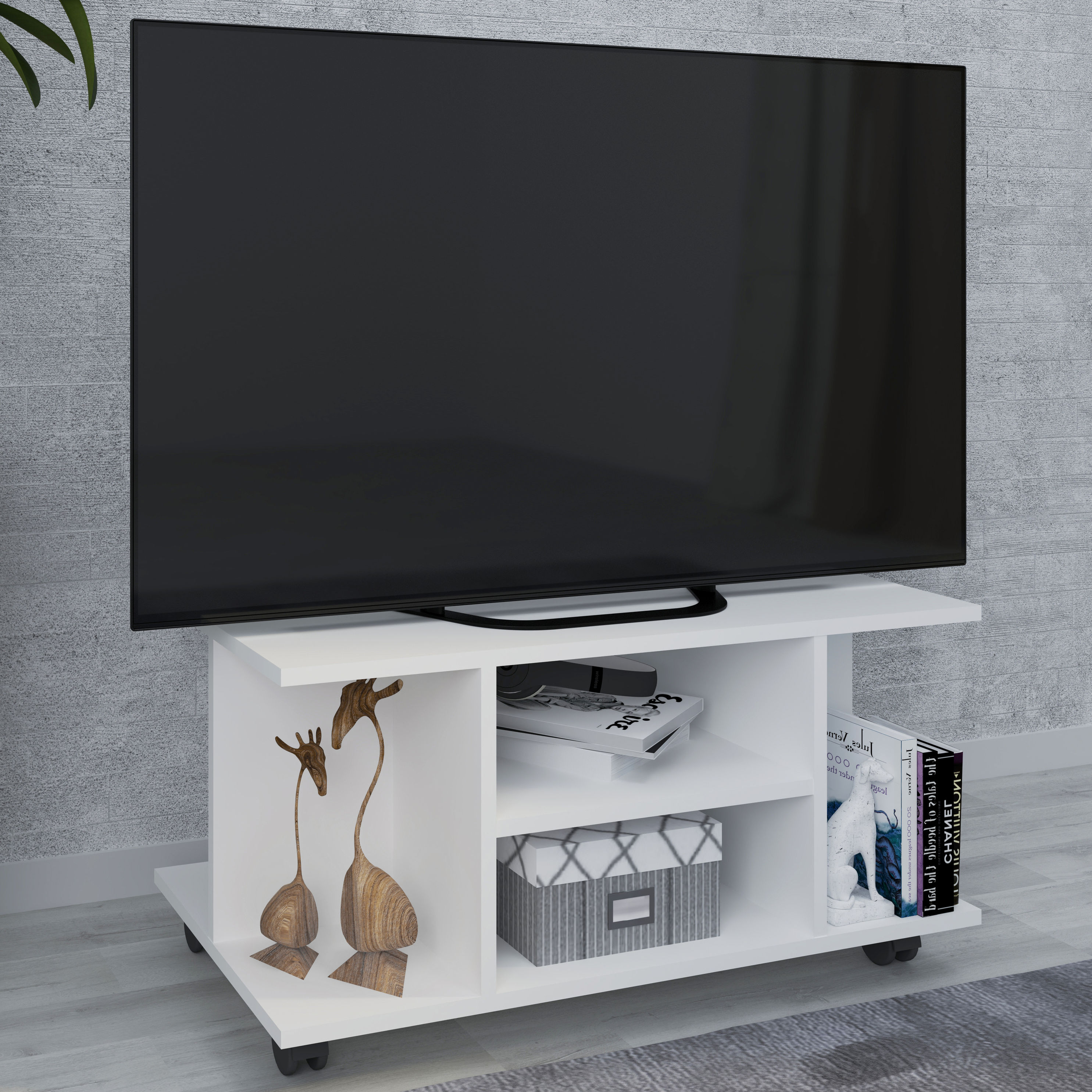VCM Holz TV Lowboard Rollen Fernsehschrank Tisch Konsole rollbar Möbel  Fernsehtisch Findalo Farbe: Weiß | Weltbild.de