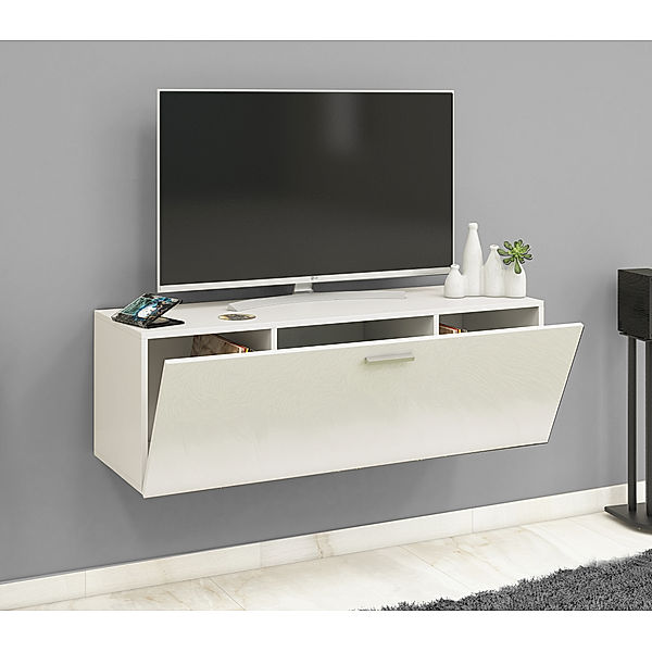 VCM Holz TV Wand Lowboard Fernsehschrank Fernso (Farbe: Weiß, Größe: 115)