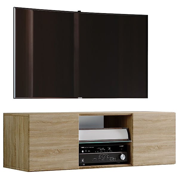 VCM Holz TV Wand Lowboard Fernsehschrank Jusa (Farbe: Sonoma-Eiche, Größe: 115)