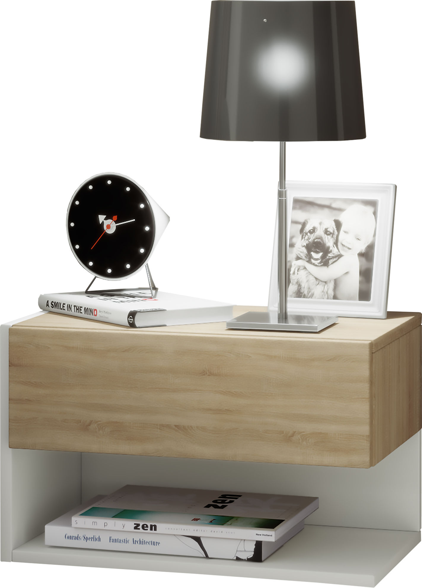 VCM Holz Wandschublade Nachttisch Dormal Farbe: Sonoma-Eiche Weiß |  Weltbild.de