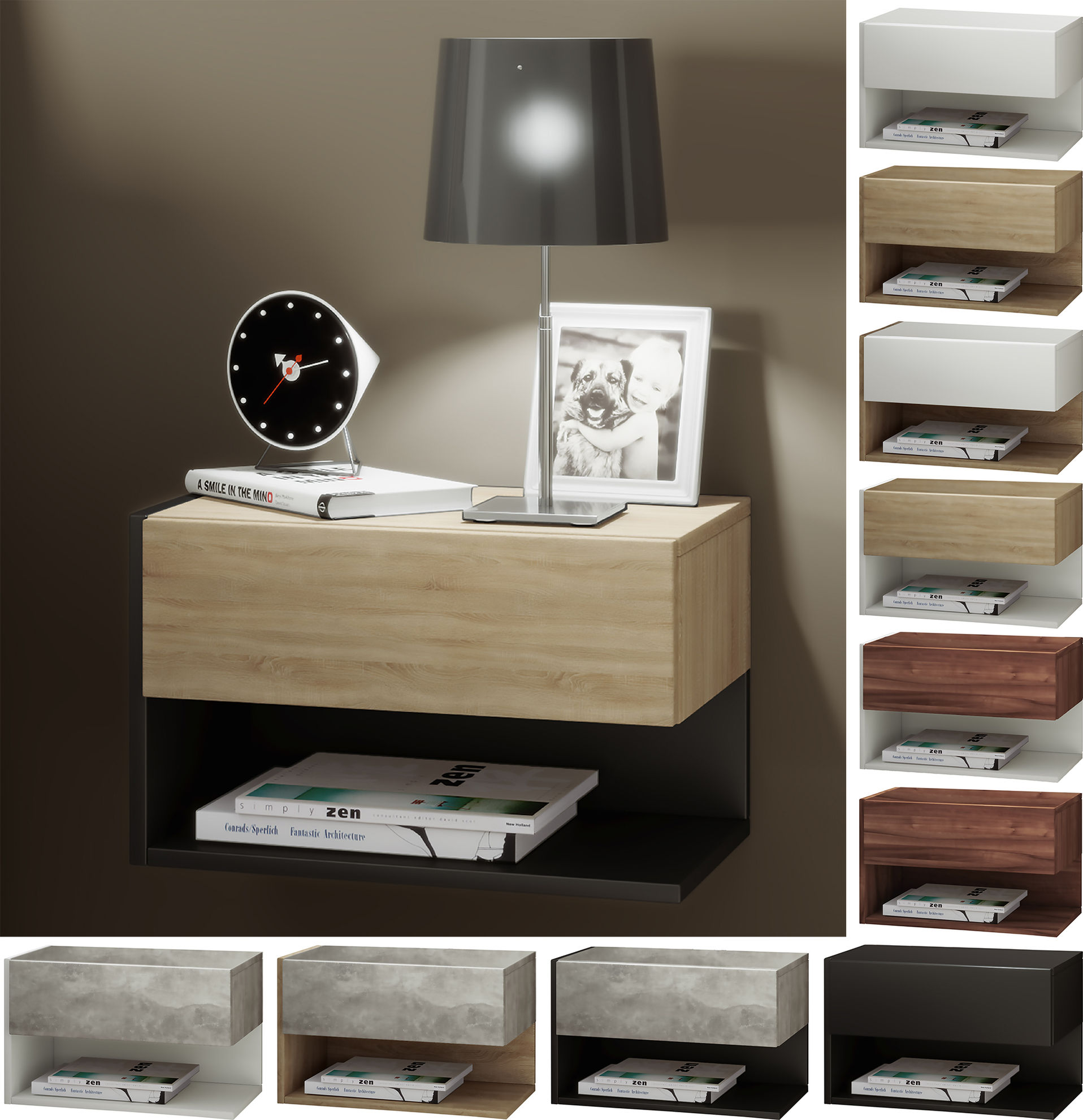 VCM Holz Wandschublade Nachttisch Dormal Farbe: Weiß Sonoma-Eiche |  Weltbild.de