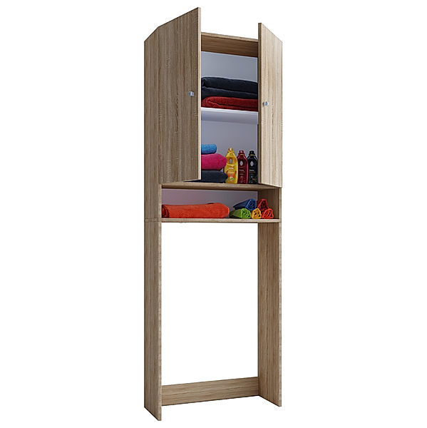 VCM Holz Waschmaschinenschrank Überbau Lona (Farbe: Sonoma-Eiche (Sägerau))