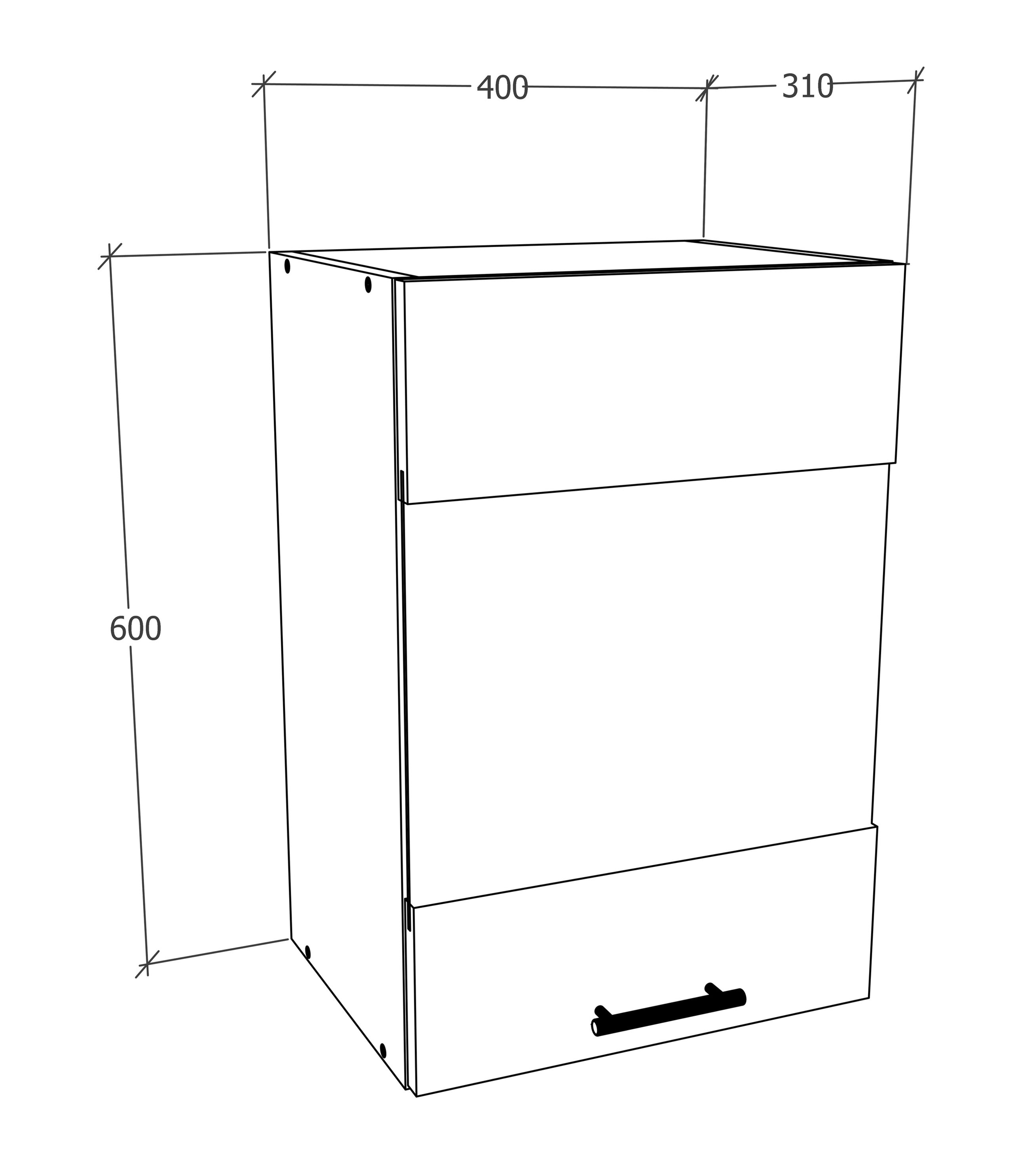 VCM Küchenschrank Breite 40 cm Matt Glastür Hängeschrank Küche Küchenmöbel  Esilo Farbe: Weiß Sonoma-Eiche