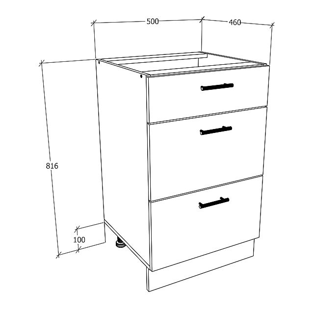 VCM Küchenschrank Breite 50 cm Schublade Unterschrank Küche Küchenmöbel  Esilo Farbe: Weiß Sonoma-Eiche