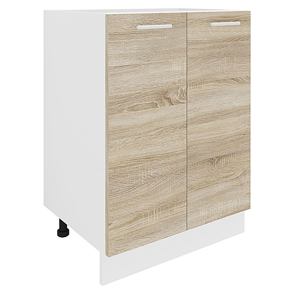 VCM Küchenschrank Breite 60 cm Drehtüren Unterschrank Küche Küchenmöbel Esilo (Farbe: Weiß / Sonoma-Eiche)