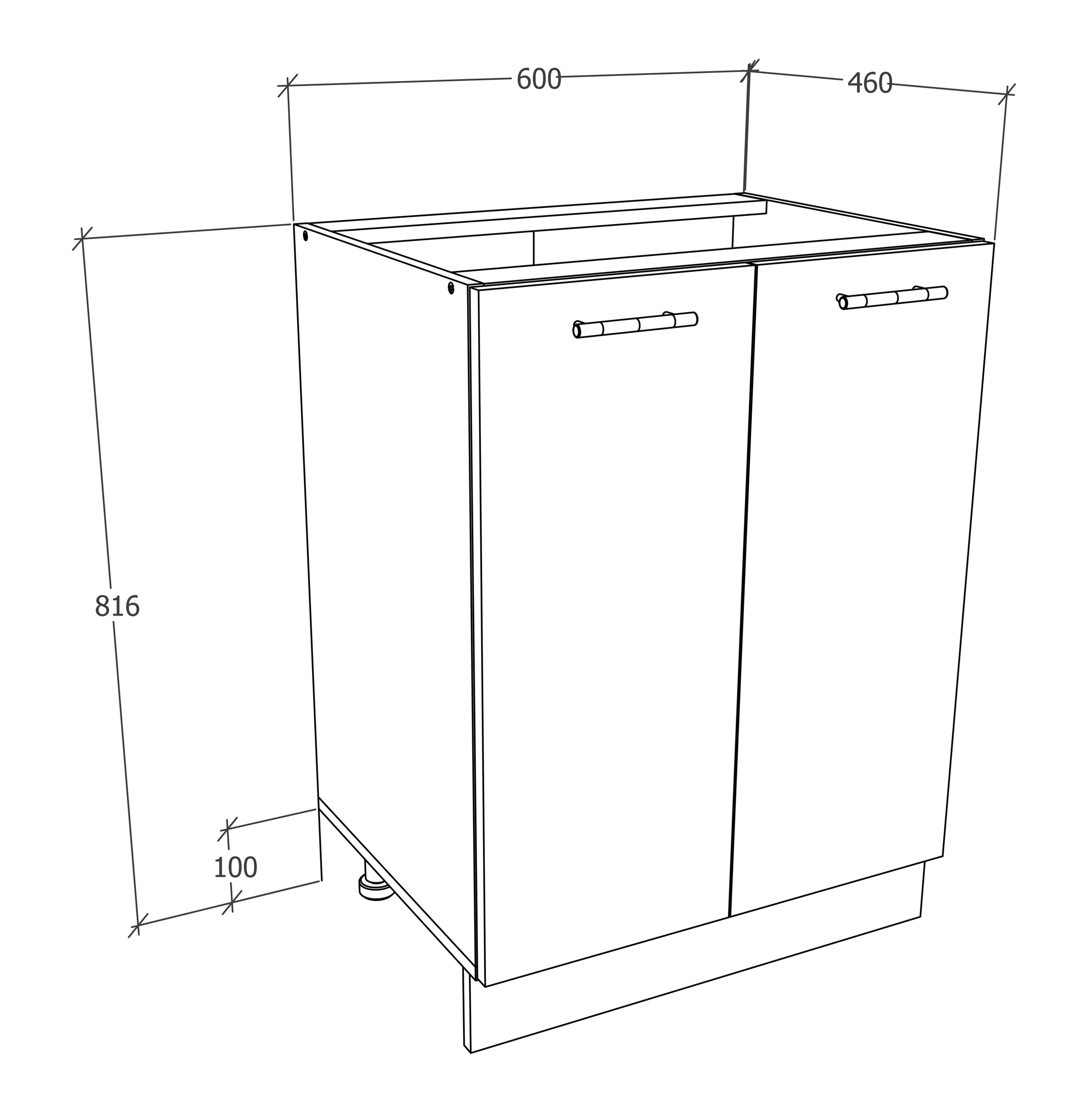 VCM Küchenschrank Breite 60 cm Drehtüren Unterschrank Küche Küchenmöbel  Esilo Farbe: Weiß Sonoma-Eiche