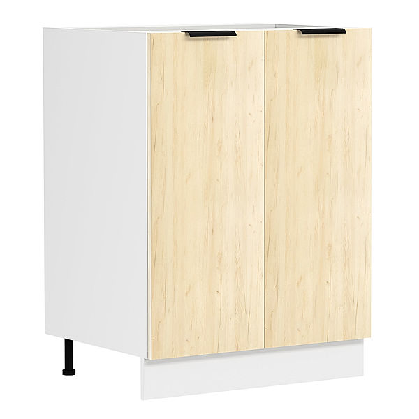 VCM Küchenschrank Breite 60 cm Drehtüren Unterschrank Küche Küchenmöbel Fasola (Farbe: Weiß / Honig-Eiche)