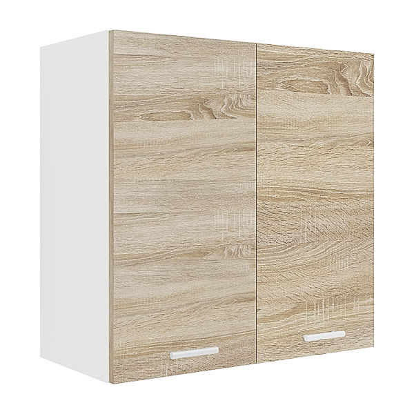 VCM Küchenschrank Breite 60 cm Holztür Hängeschrank Küche Küchenmöbel Esilo (Farbe: Weiß / Sonoma-Eiche)