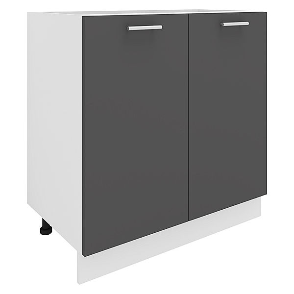 VCM Küchenschrank Breite 80 cm Drehtüren Unterschrank Küche Küchenmöbel Esilo (Farbe: Weiß / Anthrazit)