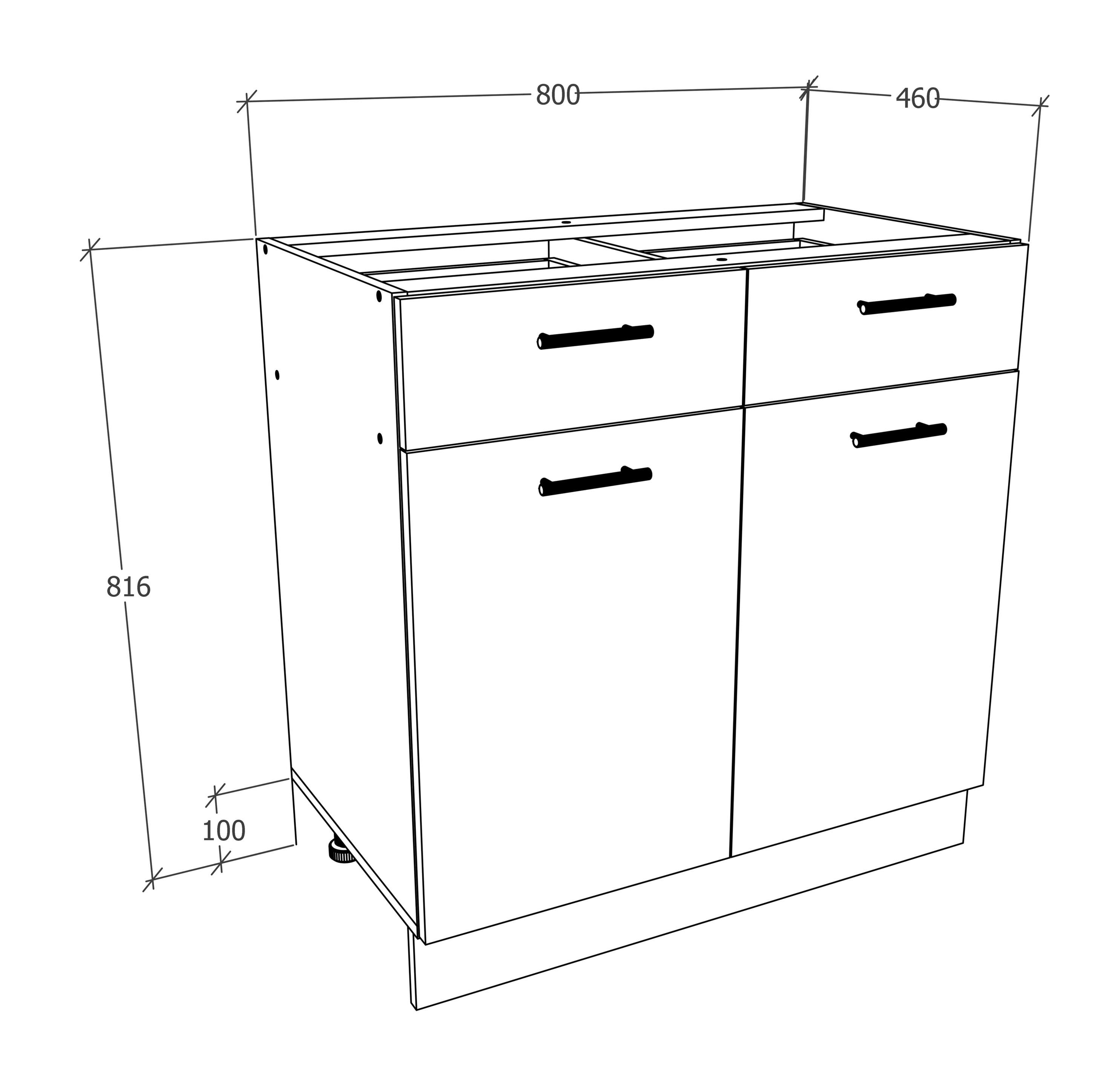 Esilo cm Küchenschrank 80 Küchenmöbel Weiß Schublade Breite VCM Unterschrank Sonoma-Eiche Küche Farbe: