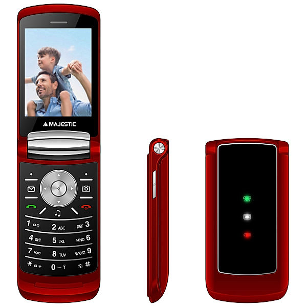 VCM Majestic FLY Klapp Falt Handy Farbdisplay, GSM-Telefon, Bluetooth FLY (Farbe: Rot)