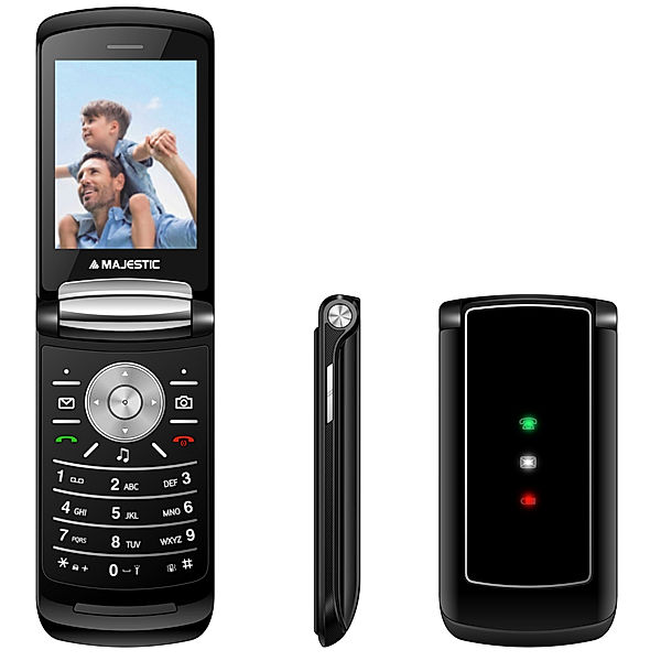 VCM Majestic FLY Klapp Falt Handy Farbdisplay, GSM-Telefon, Bluetooth FLY (Farbe: Schwarz)