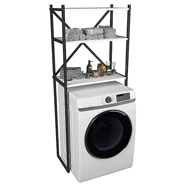 VCM Metall Überbauschrank Waschmaschine Überbau Schrank Waschmaschinenschrank Insasi (Farbe: Weiß)