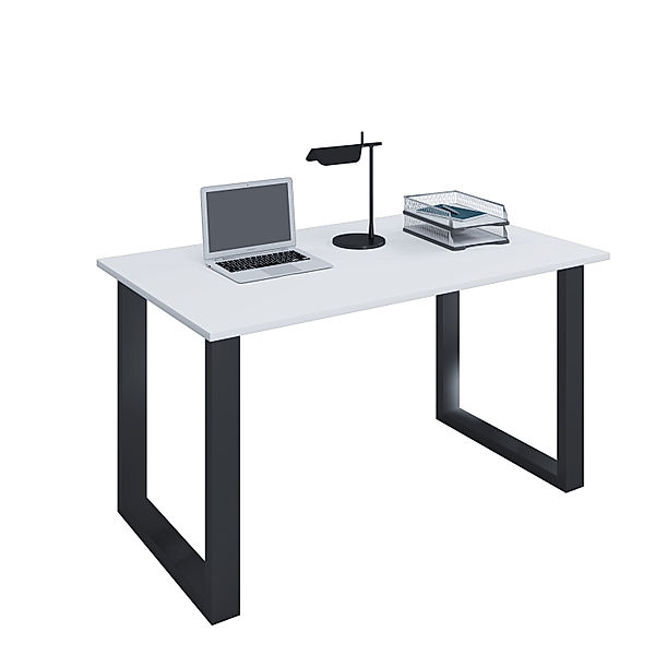 VCM Premium Büromöbel Schreibtisch Lona U Schwarz (Farbe: Weiß, B. 140 x H. 76 x T. 80 cm)