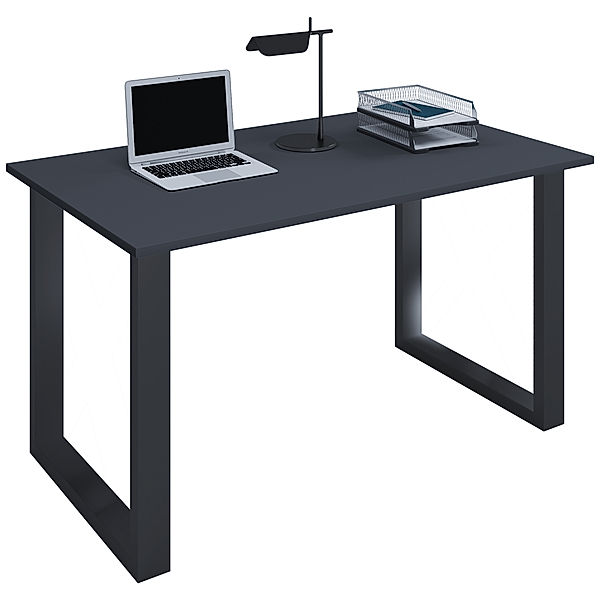 VCM Premium Büromöbel Schreibtisch Lona U Schwarz (Farbe: Anthrazit, Ausführung: H. 76 x B. 110 x T. 80 cm)