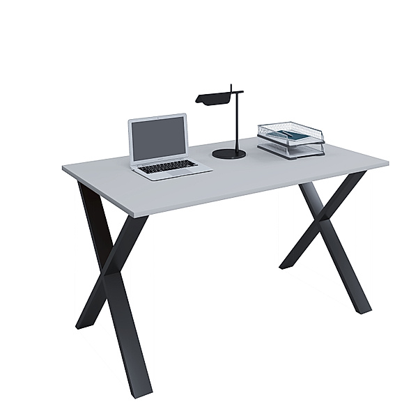 VCM Premium Büromöbel Schreibtisch Lona X Schwarz (Farbe: Grau, B. 110 x H. 76 x T. 50 cm)