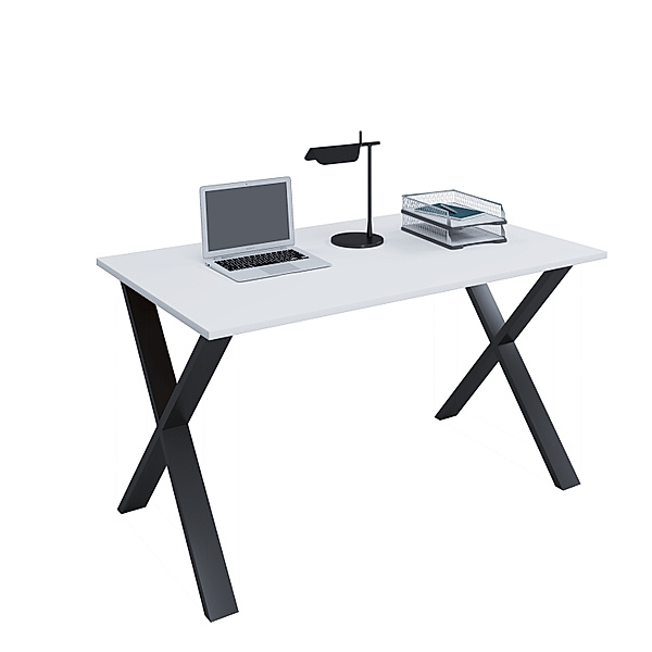 VCM Premium Büromöbel Schreibtisch Lona X Schwarz (Farbe: Weiß, B. 110 x H. 76 x T. 50 cm)