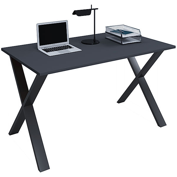 VCM Premium Büromöbel Schreibtisch Lona X Schwarz (Farbe: Anthrazit, Größe: 80)