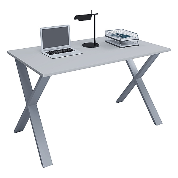 VCM Premium Büromöbel Schreibtisch Lona X Silber (Farbe: Grau, B. 80 x H. 76 x T. 50 cm)