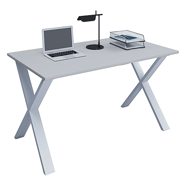 VCM Premium Büromöbel Schreibtisch Lona X Weiß (Farbe: Grau, B. 110 x H. 76 x T. 80 cm)