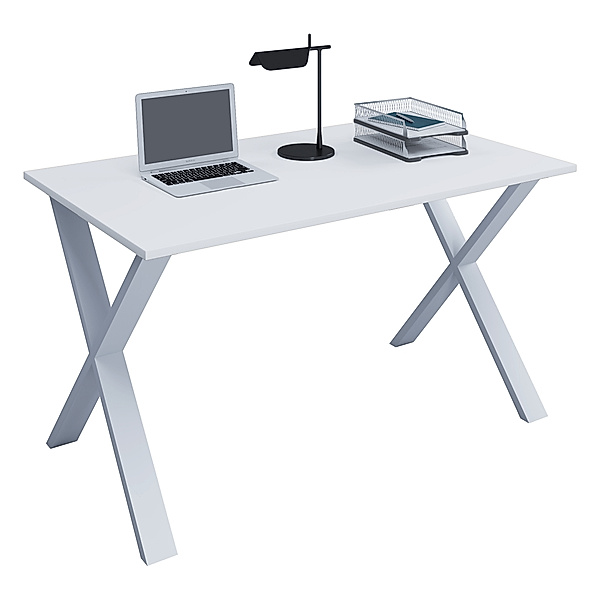 VCM Premium Büromöbel Schreibtisch Lona X Weiß (Farbe: Weiß, B. 110 x H. 76 x T. 50 cm)