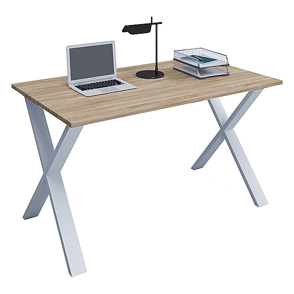 VCM Premium Büromöbel Schreibtisch Lona X Weiß (Farbe: Sonoma-Eiche, B. 80 x H. 76 x T. 50 cm)