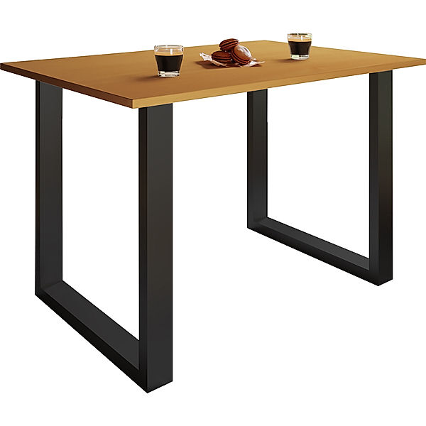 VCM Premium Esszimmertisch Esstisch Tisch Xona U Schwarz (Farbe: Buche, 80 x 80 cm)