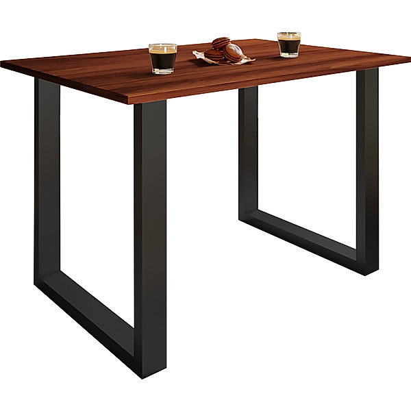 VCM Premium Esszimmertisch Esstisch Tisch Xona U Schwarz (Farbe: Kern-Nussbaum, 110 x 50 cm)