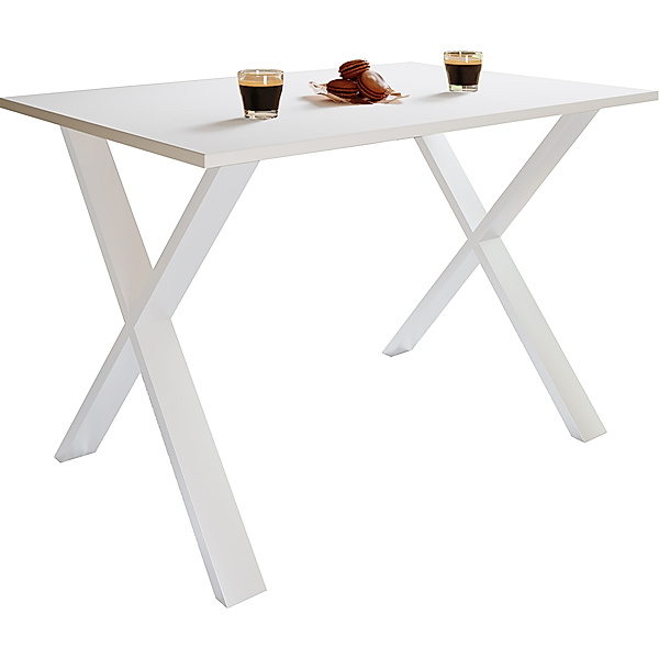VCM Premium Esszimmertisch Esstisch Tisch Xona X Weiß (Farbe: Weiß, 140 x 80 cm)