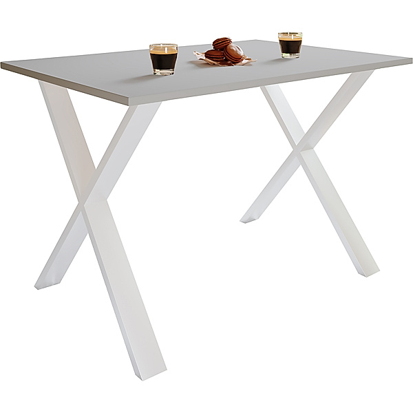 VCM Premium Esszimmertisch Esstisch Tisch Xona X Weiß (Farbe: Grau, 110 x 80 cm)
