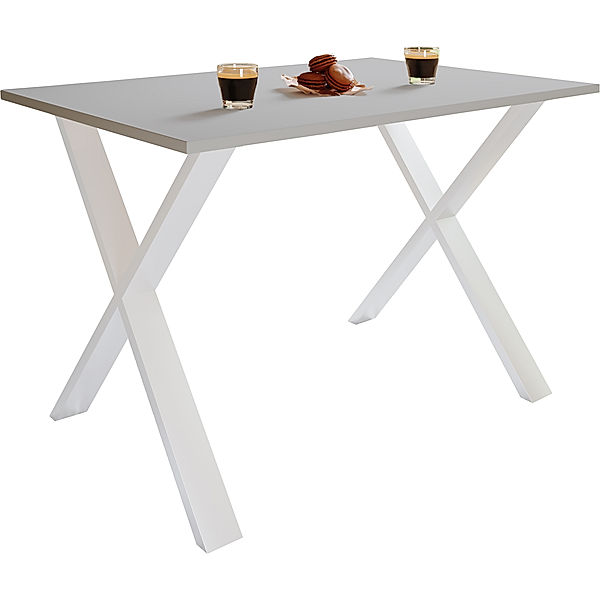 VCM Premium Esszimmertisch Esstisch Tisch Xona X Weiß (Farbe: Grau, 80 x 80 cm)