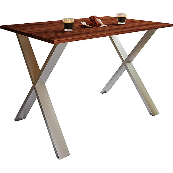 VCM Premium Esszimmertisch Holztisch Esstisch Tisch Xona U Premium Esstisch Xona U (Farbe: B. 110 x T. 80 cm: Kern-Nussbaum)