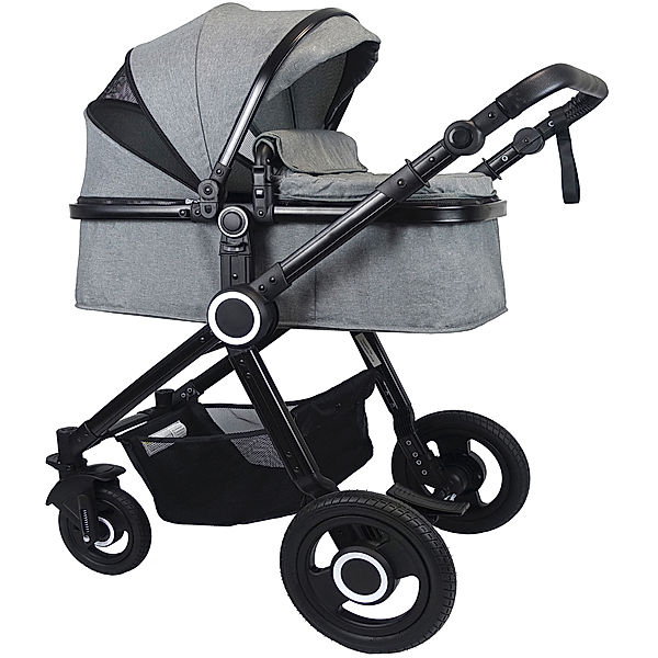 VCM VCM Premium Set 2in1 Kombi - Kinderwagen, gefederter Babywagen Alu Pilosa Premium Kombi - Kinderwagen 2in1 Pilosa (Farbe: Grau)