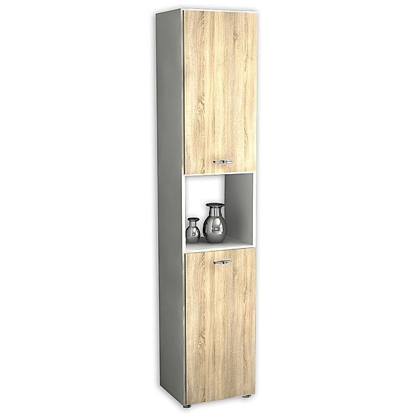 VCM Regal Benus-5 | Sammel - Rack Stand Möbel Archiv (Farbe: Weiß / Sonoma-Eiche (Sägerau))