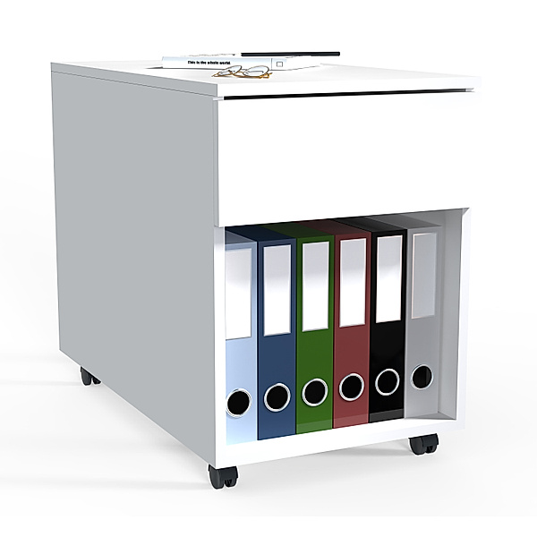 VCM Rollcontainer Beistellcontainer Bürocontainer Rollen rollbar Dalosa 1 Schublade (Farbe: Weiß)