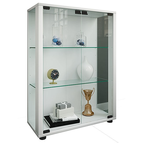 VCM Sammel Stand Vitrine Holz Glas Sintalo (Farbe: Weiß)