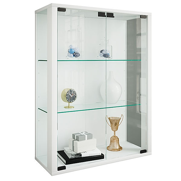 VCM Sammel Wandvitrine Holz Glas Udina (Farbe: Weiß)