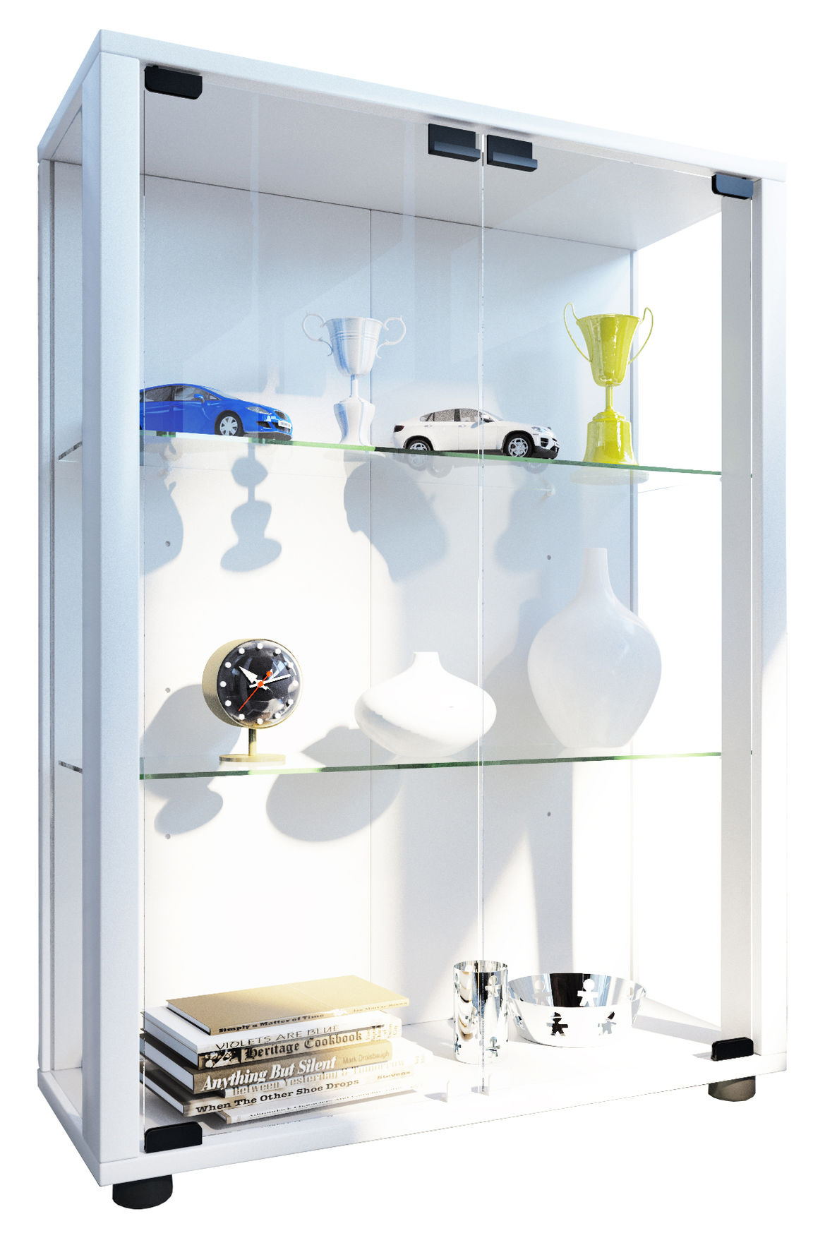 VCM Sammelvitrine Standvitrine Glasvitrine Glasregal Vitrine Glas  Schaukasten Sintalo Sammel-Stand Vitrine Holz Glas Sintalo Farbe: Weiß,  Ausführung: Ohne LED-Beleuchtung | Weltbild.de