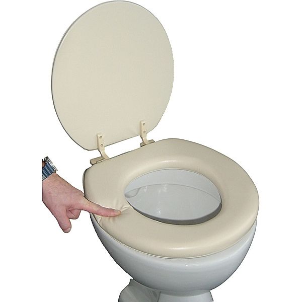 VCM Soft WC Sitz Toilettendeckel Deckel Brille Toilettensitz Klobrille Lugano - Gepolsterte Sitzfläche bis 150 kg VCM WC-Sitz Deckel (Farbe: beige)