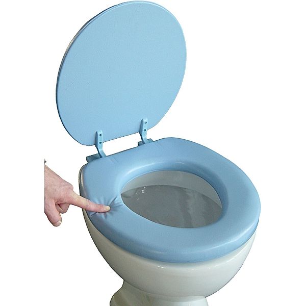 VCM Soft WC Sitz Toilettendeckel Deckel Brille Toilettensitz Klobrille Lugano - Gepolsterte Sitzfläche bis 150 kg WC Toiletten Sitz Deckel (Farbe: hellblau)