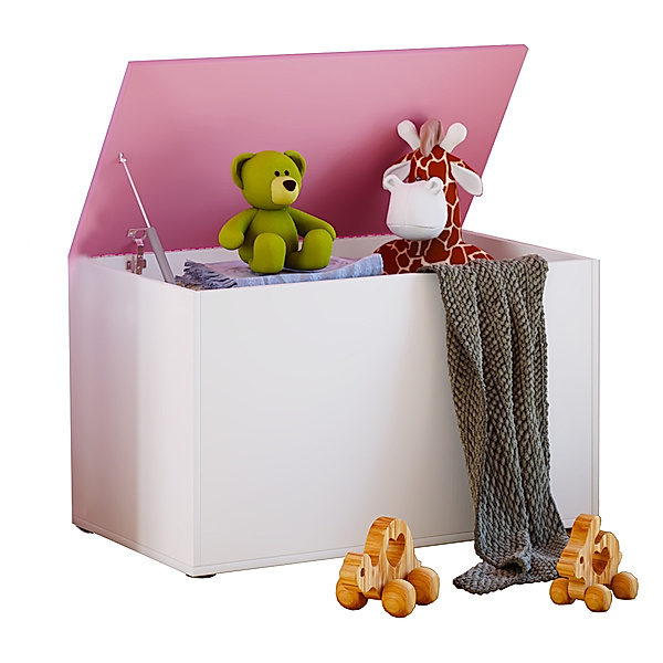 VCM Spielzeugkiste Kinder - Sitztruhe Spieltruhe Aufbewahrungsbox Auflagenbox Truhe Spila Sitztruhe Sila (Farbe: Rosa)