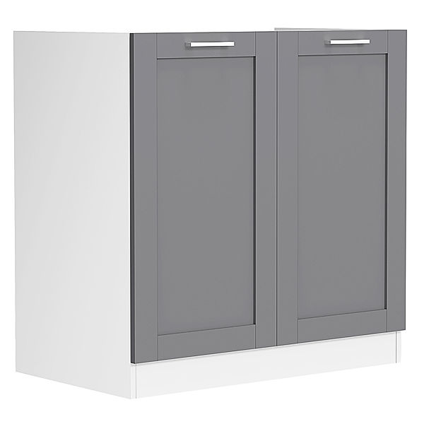 VCM Spülenunterschrank Breite 80 cm Spülschrank Unterschrank Spüle Küche Landhaus Colura (Farbe: Weiß / Anthrazit)