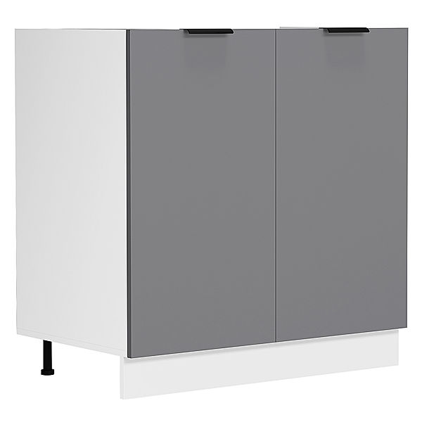 VCM Spülenunterschrank Breite 80 cm Spülschrank Unterschrank Spüle Küche Fasola (Farbe: Weiß / Anthrazit)