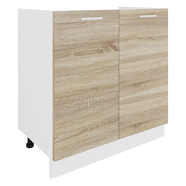 VCM Spülunterschrank Breite 80 cm Spülenschrank Unterschrank Spüle Küche Esilo (Farbe: Weiß / Sonoma-Eiche)