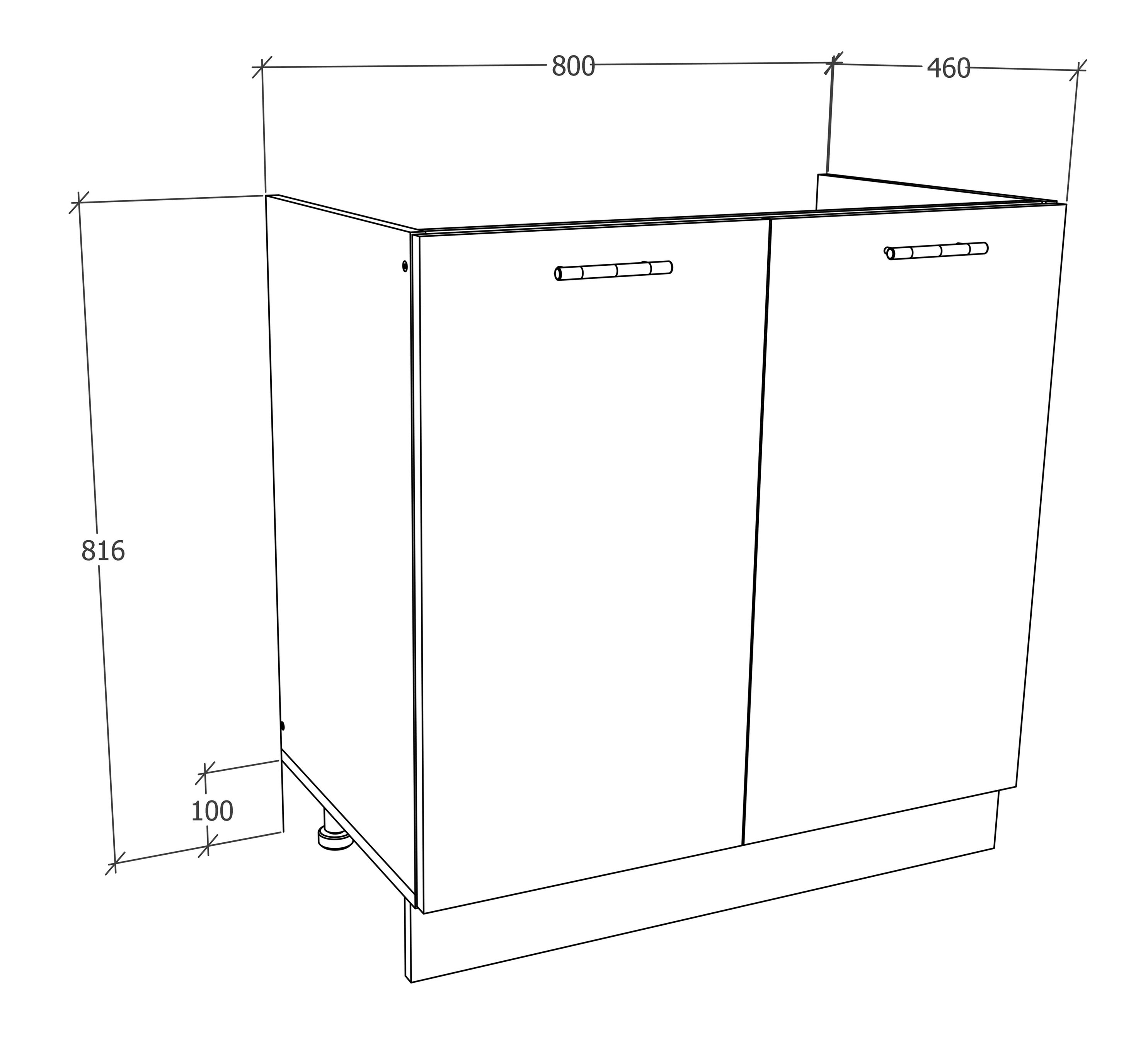 VCM Spülunterschrank Breite 80 cm Spülenschrank Unterschrank Spüle Küche  Esilo Farbe: Weiß Anthrazit