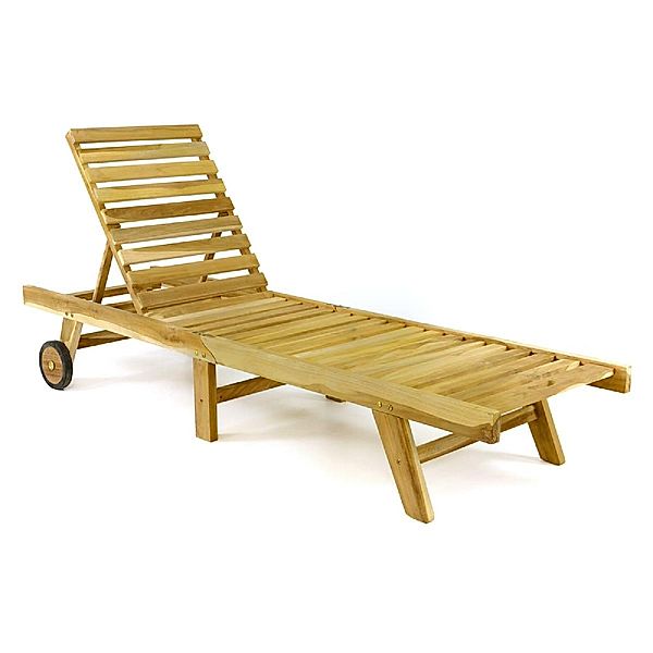 VCM Strandliege faltbar Sonnenliege Gartenliege Liege Teak (Farbe: Braun)