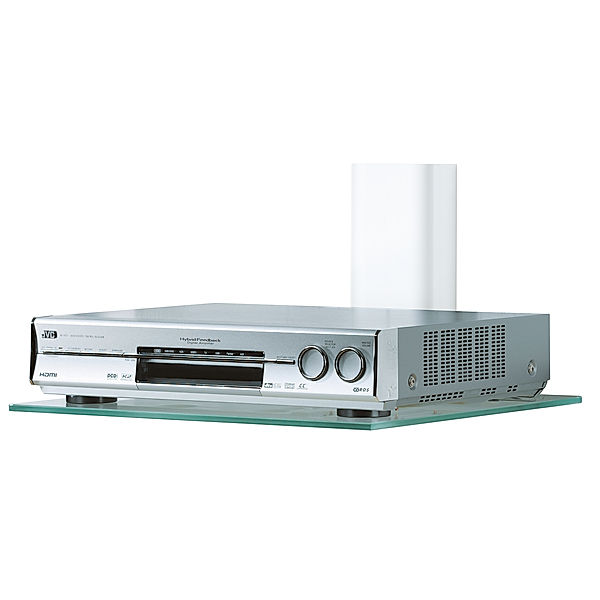 VCM Trägersystem Trento1 Weiss | Hifi-Halterung, Receiver, Player (Farbe: Klarglas)