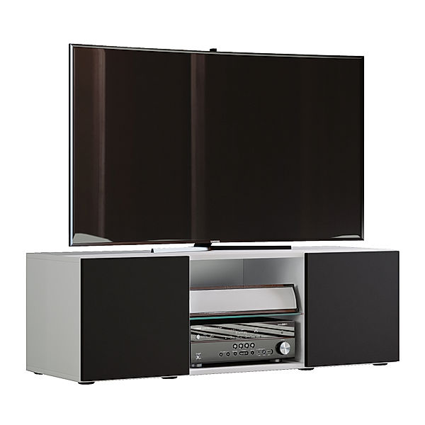 VCM TV Lowboard Fernsehtisch Schrank Möbel Tisch Holz Sideboard Medien Rack Fernsehbank Lowina VCM TV-Lowboard Lowina (Farbe: Breite 95cm: Weiß / Schwarz)